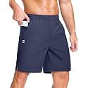 GGJ Men's Lightweight Athletic Shorts with 2 Zipper Pockets 7"/9"/5" Gym Workout Running Quick Dry Tennis Shorts for Men