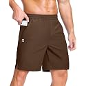GGJ Men's Lightweight Athletic Shorts with 2 Zipper Pockets 7"/9"/5" Gym Workout Running Quick Dry Tennis Shorts for Men