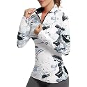 GGOV Golf Shirts for Woman UPF 50+ Sun Protection Quick Dry Lightweight Long Sleeve Polo Shirts for Woman Rash Guard