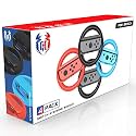 GH 4 Pack Switch Steering Wheel Compatible with Mario Kart 8 Deluxe, Racing Wheel Accessories Compatible with Nintendo Switch/Switch OLED Joy Con Controller (Black x2, Red and Blue)
