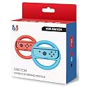 GH Switch 1 Steering Wheel for Mario Kart 8 Deluxe and Booster Course Pass (DLC), Racing Wheel Accessories Compatible with Nintendo Switch 1/Switch OLED Joy Con Controller (Red and Blue)