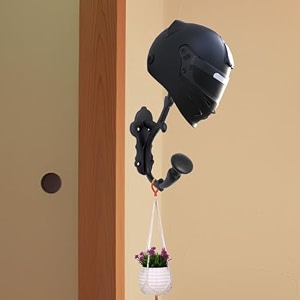 ghar dwar metal craft customs helmet hanger powder coated with additional hooks for keys and jacket vertical wall mount helmet hook black pack of 1 halmet hanger 1