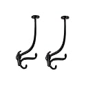 GHAR DWAR Metal Craft Customs Helmet Hanger Powder Coated with Additional Hooks for Keys and Jacket Vertical Wall Mount Helmet Hook Black (Pack of 2, Halmet Hanger 2)