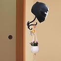 GHAR DWAR Metal Craft Customs Helmet Hanger Powder Coated with Additional Hooks for Keys and Jacket Vertical Wall Mount Helmet Hook Black (Pack of 1, Halmet Hanger 2)