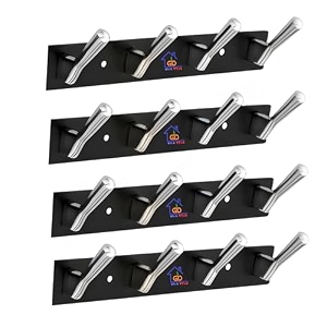 ghar dwar new capsul heavy duty goli stainless steel cloth hanger suitable for bathroom kitchen wall hook rail hanging scarf coat keys tie towel door robe 4 pin cp black pack of 4