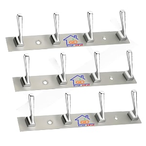 ghar dwar new capsul heavy duty goli stainless steel cloth hanger suitable for bathroom kitchen wall hook rail hanging scarf coat keys tie towel door robe 4 pin chrom polish pack of 3