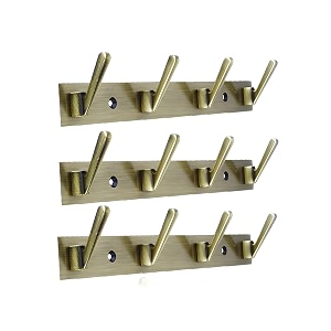ghar dwar new capsul heavy duty goli stainless steel cloth hanger suitable for bathroom kitchen wall hook rail hanging scarf coat keys tie towel door robe 4 pin brass antique pack of 3
