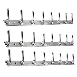 ghar dwar new capsul heavy duty goli stainless steel cloth hanger suitable for bathroom kitchen wall hook rail hanging scarf coat keys tie towel door robe 8 pin chrom polish pack of 3
