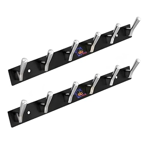 ghar dwar new capsul heavy duty goli stainless steel cloth hanger suitable for bathroom kitchen wall hook rail hanging scarf coat keys tie towel door robe 6 pin cp black pack of 2