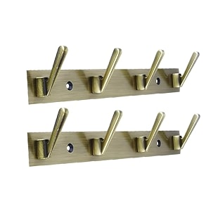 ghar dwar new capsul heavy duty goli stainless steel cloth hanger suitable for bathroom kitchen wall hook rail hanging scarf coat keys tie towel door robe 4 pin brass antique pack of 2