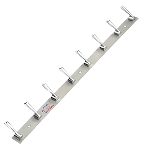 ghar dwar new capsul heavy duty goli stainless steel cloth hanger suitable for bathroom kitchen wall hook rail hanging scarf coat keys tie towel door robe 8 pin chrom polish pack of 1