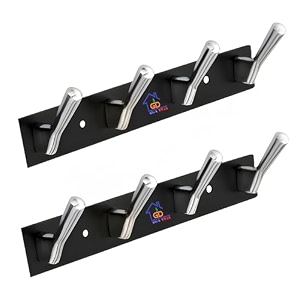 ghar dwar new capsul heavy duty goli stainless steel cloth hanger suitable for bathroom kitchen wall hook rail hanging scarf coat keys tie towel door robe 4 pin cp black pack of 2