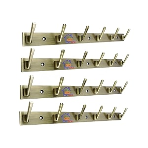 ghar dwar new capsul heavy duty goli stainless steel cloth hanger suitable for bathroom kitchen wall hook rail hanging scarf coat keys tie towel door robe 6 pin brass antique pack of 4