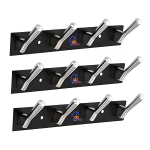 ghar dwar new capsul heavy duty goli stainless steel cloth hanger suitable for bathroom kitchen wall hook rail hanging scarf coat keys tie towel door robe 4 pin cp black pack of 3