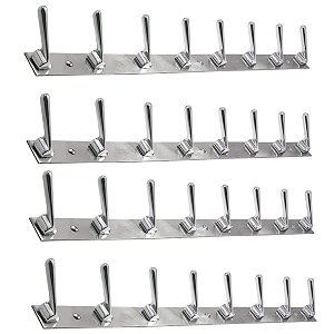 ghar dwar new capsul heavy duty goli stainless steel cloth hanger suitable for bathroom kitchen wall hook rail hanging scarf coat keys tie towel door robe 8 pin chrom polish pack of 4