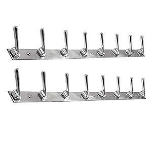 ghar dwar new capsul heavy duty goli stainless steel cloth hanger suitable for bathroom kitchen wall hook rail hanging scarf coat keys tie towel door robe 8 pin chrom polish pack of 2