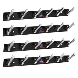 ghar dwar new capsul heavy duty goli stainless steel cloth hanger suitable for bathroom kitchen wall hook rail hanging scarf coat keys tie towel door robe 6 pin cp black pack of 4