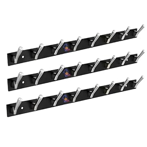 ghar dwar new capsul heavy duty goli stainless steel cloth hanger suitable for bathroom kitchen wall hook rail hanging scarf coat keys tie towel door robe 8 pin cp black pack of 3