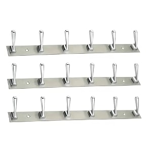 ghar dwar new capsul heavy duty goli stainless steel cloth hanger suitable for bathroom kitchen wall hook rail hanging scarf coat keys tie towel door robe 6 pin chrom polish pack of 3