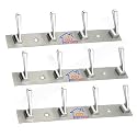GHAR DWAR New Capsul Heavy Duty Goli Stainless Steel Cloth Hanger Suitable for Bathroom Kitchen Wall Hook Rail Hanging Scarf Coat Keys Tie Towel Door Robe (4 Pin Chrom Polish, Pack of 3)