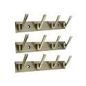 GHAR DWAR New Capsul Heavy Duty Goli Stainless Steel Cloth Hanger Suitable for Bathroom Kitchen Wall Hook Rail Hanging Scarf Coat Keys Tie Towel Door Robe (4 Pin Brass Antique, Pack of 3)