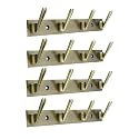 GHAR DWAR New Capsul Heavy Duty Goli Stainless Steel Cloth Hanger Suitable for Bathroom Kitchen Wall Hook Rail Hanging Scarf Coat Keys Tie Towel Door Robe (4 Pin Brass Antique, Pack of 4)