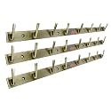 GHAR DWAR New Capsul Heavy Duty Goli Stainless Steel Cloth Hanger Suitable for Bathroom Kitchen Wall Hook Rail Hanging Scarf Coat Keys Tie Towel Door Robe (8 Pin Brass Antique, Pack of 3)