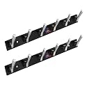 GHAR DWAR New Capsul Heavy Duty Goli Stainless Steel Cloth Hanger Suitable for Bathroom Kitchen Wall Hook Rail Hanging Scarf Coat Keys Tie Towel Door Robe (6 Pin CP Black, Pack of 2)