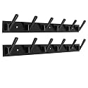 GHAR DWAR New Capsul Heavy Duty Goli Stainless Steel Cloth Hanger Suitable for Bathroom Kitchen Wall Hook Rail Hanging Scarf Coat Keys Tie Towel Door Robe (6 Pin Black, Pack of 2)
