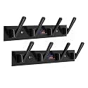 GHAR DWAR New Capsul Heavy Duty Goli Stainless Steel Cloth Hanger Suitable for Bathroom Kitchen Wall Hook Rail Hanging Scarf Coat Keys Tie Towel Door Robe (4 Pin Black, Pack of 2)