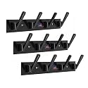 GHAR DWAR New Capsul Heavy Duty Goli Stainless Steel Cloth Hanger Suitable for Bathroom Kitchen Wall Hook Rail Hanging Scarf Coat Keys Tie Towel Door Robe (4 Pin Black, Pack of 3)
