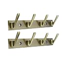 GHAR DWAR New Capsul Heavy Duty Goli Stainless Steel Cloth Hanger Suitable for Bathroom Kitchen Wall Hook Rail Hanging Scarf Coat Keys Tie Towel Door Robe (4 Pin Brass Antique, Pack of 2)