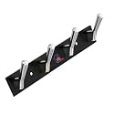 GHAR DWAR New Capsul Heavy Duty Goli Stainless Steel Cloth Hanger Suitable for Bathroom Kitchen Wall Hook Rail Hanging Scarf Coat Keys Tie Towel Door Robe (4 Pin CP Black, Pack of 1)