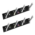 GHAR DWAR New Capsul Heavy Duty Goli Stainless Steel Cloth Hanger Suitable for Bathroom Kitchen Wall Hook Rail Hanging Scarf Coat Keys Tie Towel Door Robe (4 Pin CP Black, Pack of 2)