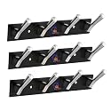 GHAR DWAR New Capsul Heavy Duty Goli Stainless Steel Cloth Hanger Suitable for Bathroom Kitchen Wall Hook Rail Hanging Scarf Coat Keys Tie Towel Door Robe (4 Pin CP Black, Pack of 3)
