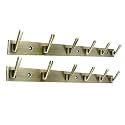 GHAR DWAR New Capsul Heavy Duty Goli Stainless Steel Cloth Hanger Suitable for Bathroom Kitchen Wall Hook Rail Hanging Scarf Coat Keys Tie Towel Door Robe (6 Pin Brass Antique, Pack of 2)