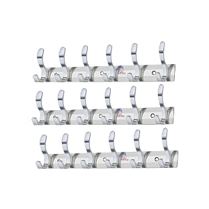 ghar dwar s type stainless steel pin cloth hanger wall hooks rail for hanging clothes bathroom wall door for hanging keystowel 6 pin silver pack of 3