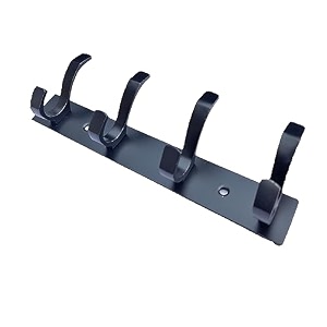 ghar dwar s type stainless steel pin cloth hanger wall hooks rail for hanging clothes bathroom wall door for hanging keystowel 4 pin black pack of 1