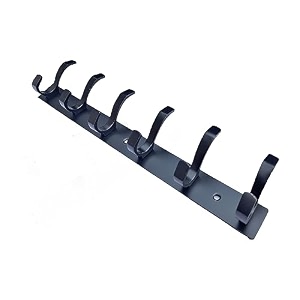 ghar dwar s type stainless steel pin cloth hanger wall hooks rail for hanging clothes bathroom wall door for hanging keystowel 6 pin black pack of 1