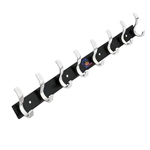 ghar dwar s type stainless steel pin cloth hanger wall hooks rail for hanging clothes bathroom wall door for hanging keystowel 8 pin silver black pack of 1