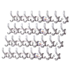 ghar dwar s type stainless steel pin cloth hanger wall hooks rail for hanging clothes bathroom wall door for hanging keystowel 8 pin silver pack of 4
