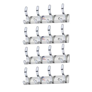 ghar dwar s type stainless steel pin cloth hanger wall hooks rail for hanging clothes bathroom wall door for hanging keystowel 4 pin silver pack of 4