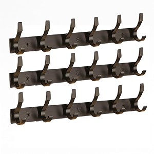 ghar dwar s type stainless steel pin cloth hanger wall hooks rail for hanging clothes bathroom wall door for hanging keystowel 6 pin black pack of 3
