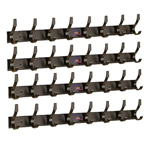 ghar dwar s type stainless steel pin cloth hanger wall hooks rail for hanging clothes bathroom wall door for hanging keystowel 8 pin black pack of 4