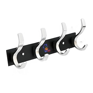 ghar dwar s type stainless steel pin cloth hanger wall hooks rail for hanging clothes bathroom wall door for hanging keystowel 4 pin silver black pack of 1
