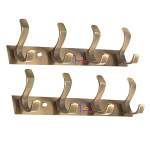 ghar dwar s type stainless steel pin cloth hanger wall hooks rail for hanging clothes bathroom wall door for hanging keystowel 4 pin brass antique pack of 2