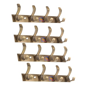 ghar dwar s type stainless steel pin cloth hanger wall hooks rail for hanging clothes bathroom wall door for hanging keystowel 4 pin brass antique pack of 4