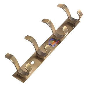 ghar dwar s type stainless steel pin cloth hanger wall hooks rail for hanging clothes bathroom wall door for hanging keystowel 4 pin brass antique pack of 1