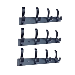 ghar dwar s type stainless steel pin cloth hanger wall hooks rail for hanging clothes bathroom wall door for hanging keystowel 4 pin black pack of 3