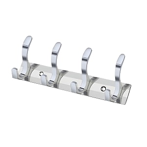 ghar dwar s type stainless steel pin cloth hanger wall hooks rail for hanging clothes bathroom wall door for hanging keystowel 4 pin silver pack of 1